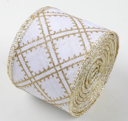 White and Brown Christmas Ribbon Roll