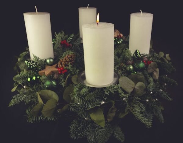 Snowy Pine Pillar Candle #020