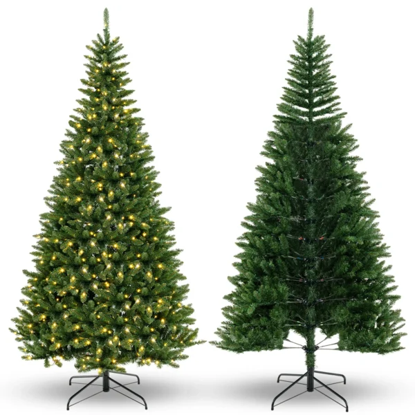 WELLFOR 8-ft Pre-lit Flat Back Artificial Christmas Tree with White LED Lights